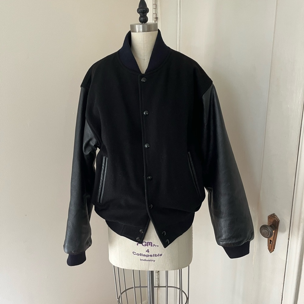 Port Authority Wool and Leather Letterman Bomber Jacket - Picture 4 of 14